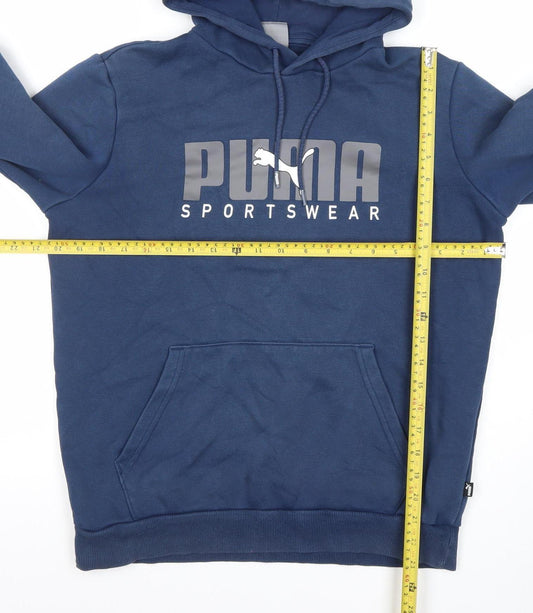 Puma Boys Navy Blue Pullover Hoodie Small Cotton Blend Sportswear