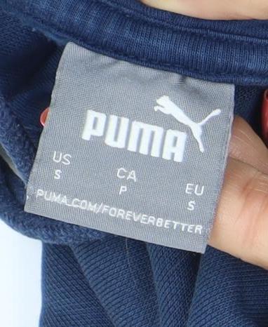 Puma Boys Navy Blue Pullover Hoodie Small Cotton Blend Sportswear