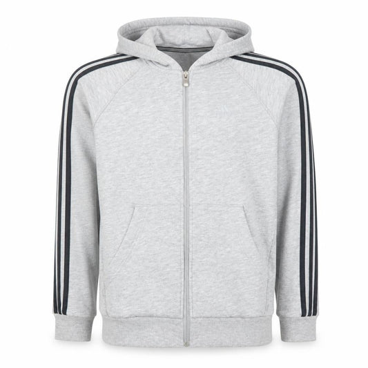 Adidas Boys Grey Full Zip Hoodie Size 11-12 Years Performance Essentials