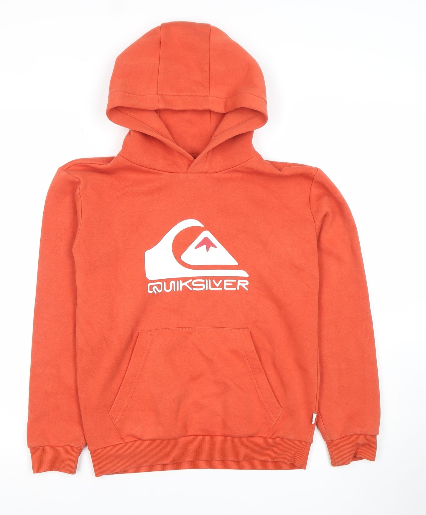 Quiksilver Womens Orange Pullover Hoodie M Cotton Blend Logo Print