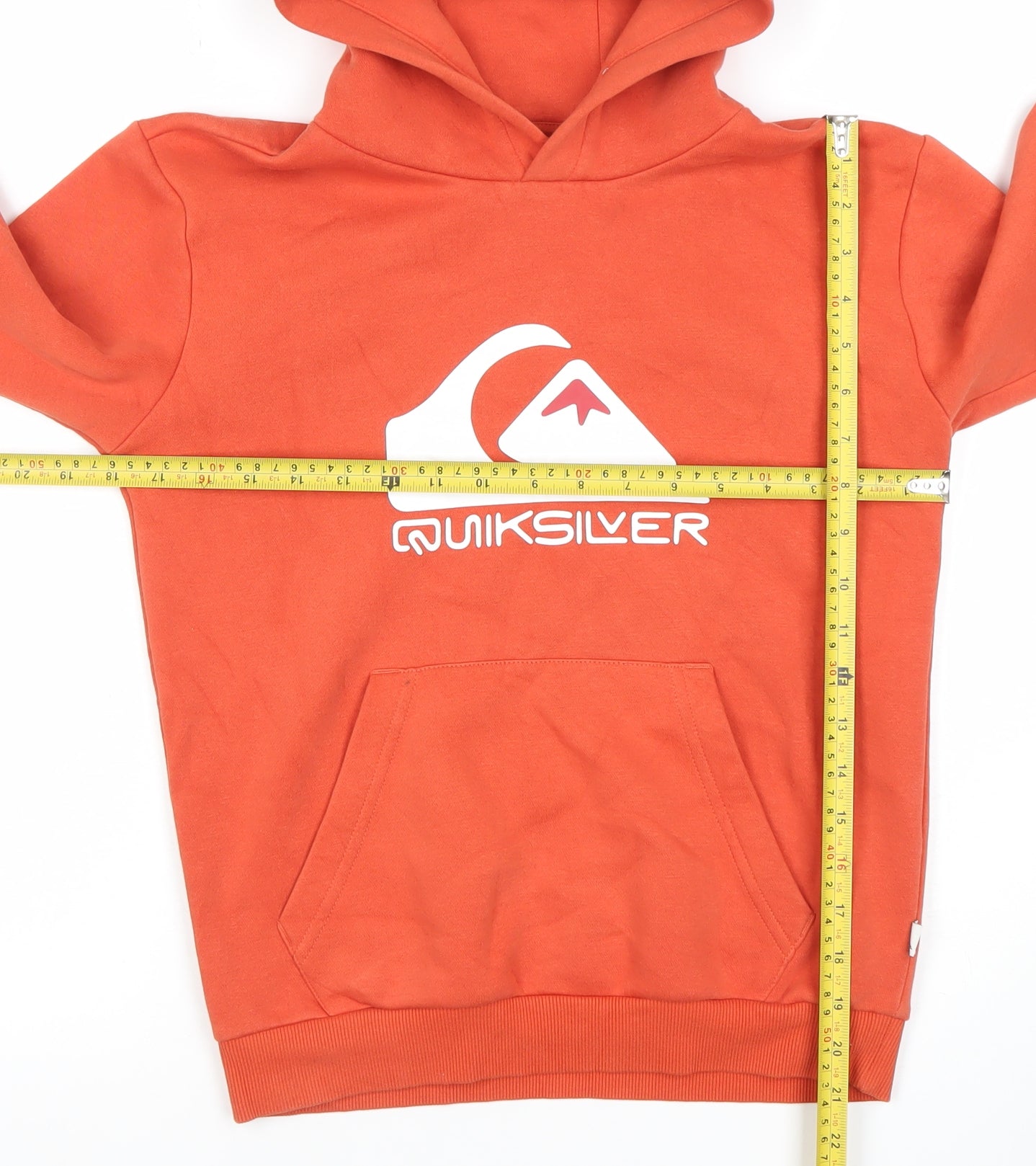 Quiksilver Womens Orange Pullover Hoodie M Cotton Blend Logo Print
