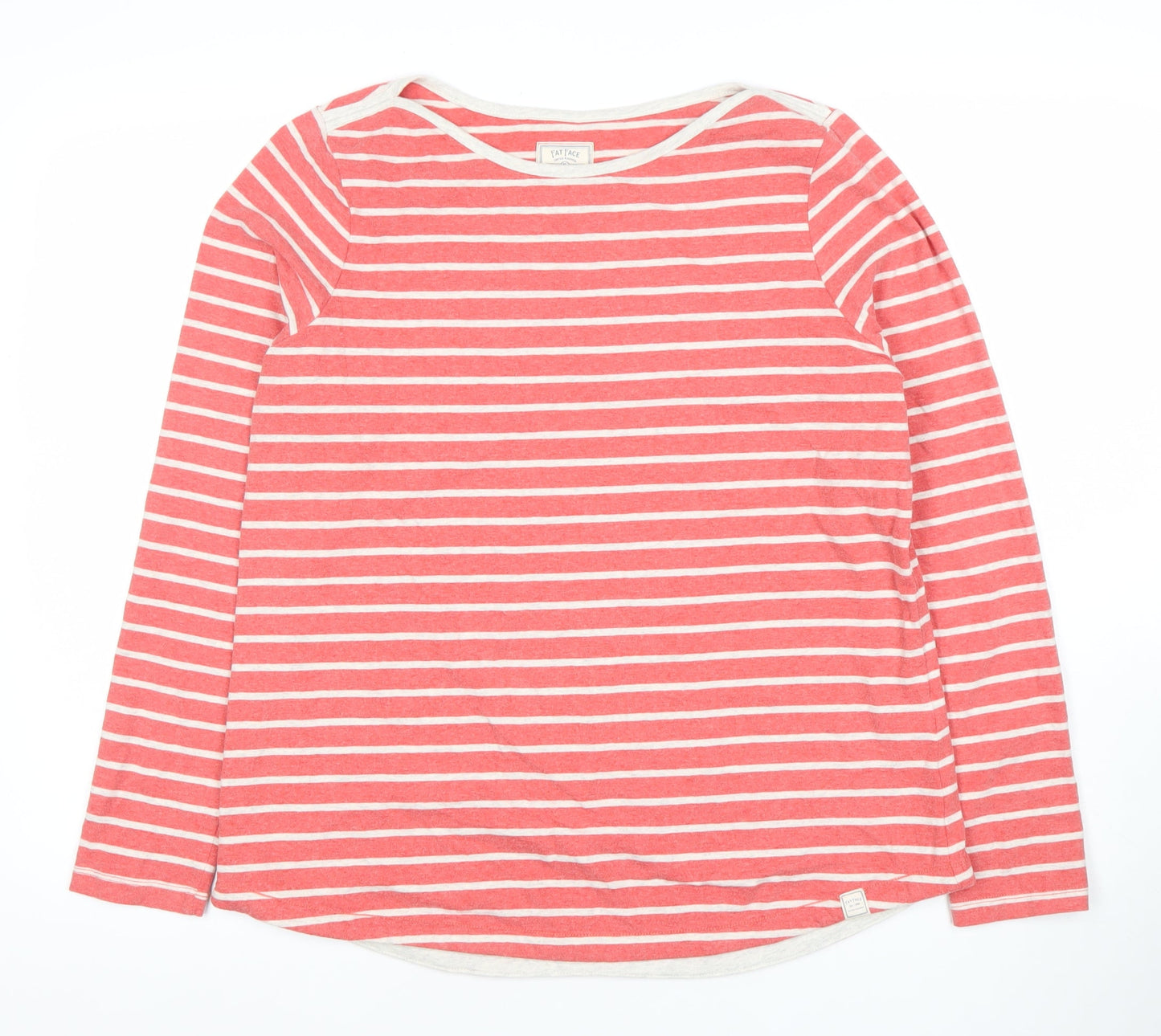 Fat Face Women's Red White Striped Long Sleeve Cotton T-Shirt Size 14