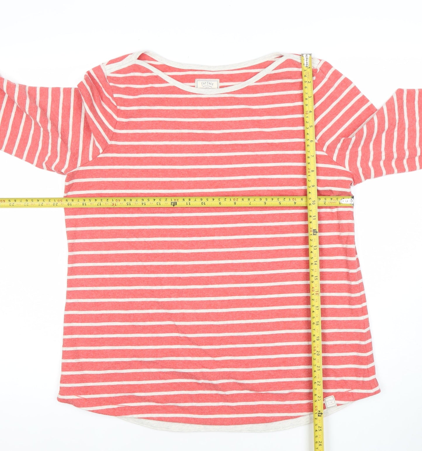 Fat Face Women's Red White Striped Long Sleeve Cotton T-Shirt Size 14