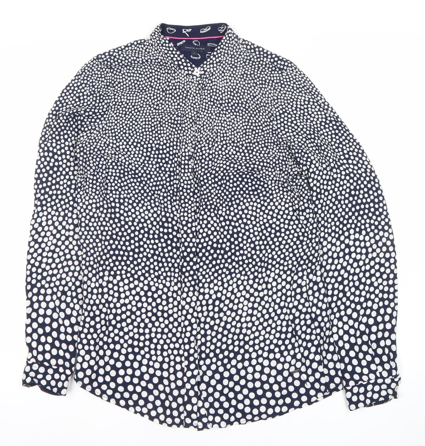 Tommy Hilfiger Women's Blue Polka Dot Button-Up Shirt Size S