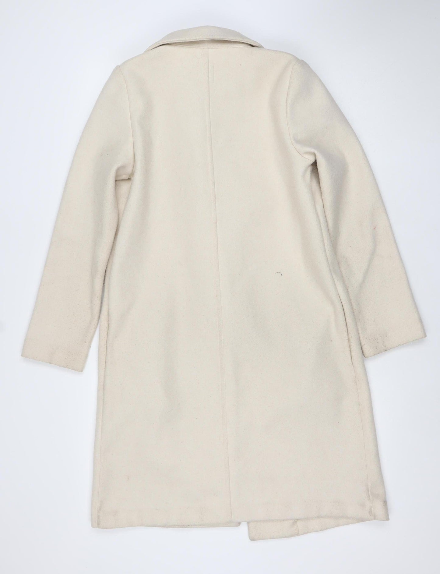 Zara Women Beige Long Open Coat Size S Classic Overcoat