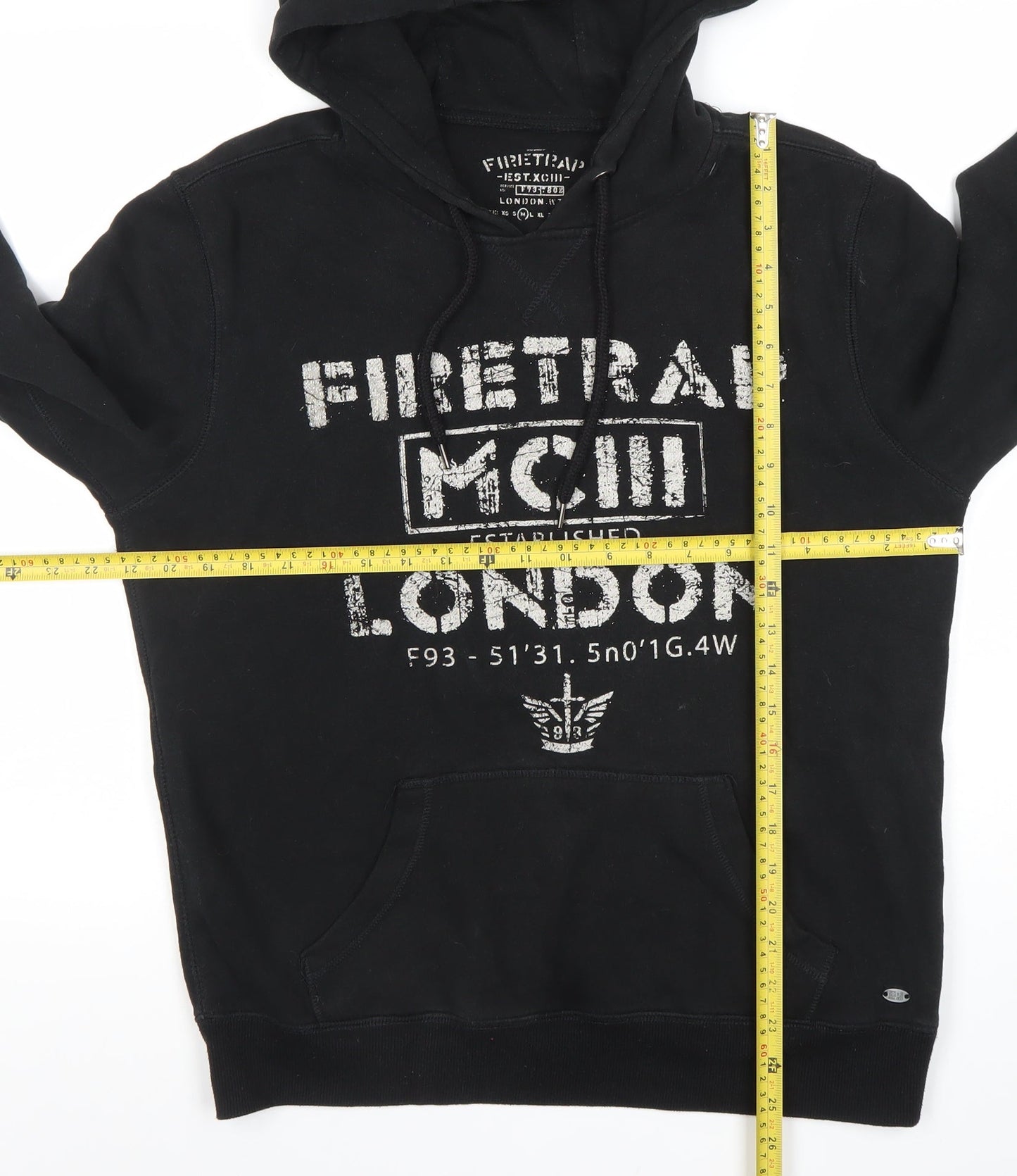 Firetrap Men's Black Pullover Hoodie Size M London Graphic Print