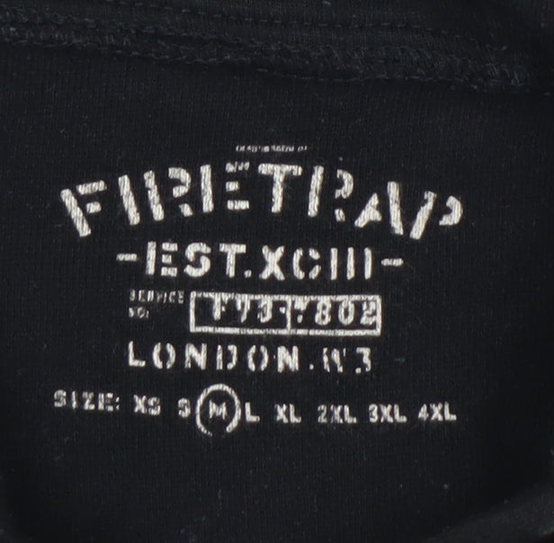 Firetrap Men's Black Pullover Hoodie Size M London Graphic Print