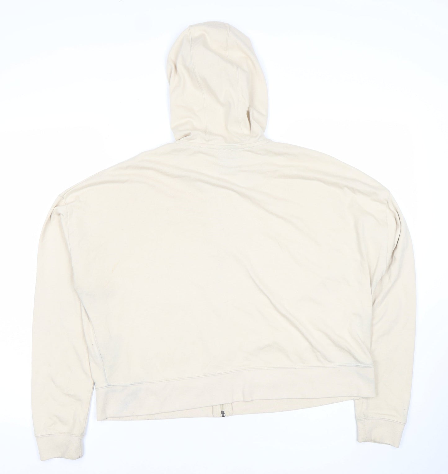 Nike Women Beige Full Zip Hoodie M Cotton Blend Lined Casual