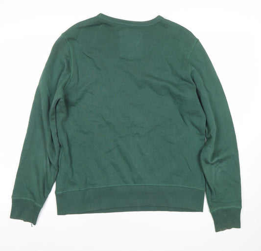Franklin & Marshall Men's Green XS Crew Neck Graphic Sweatshirt