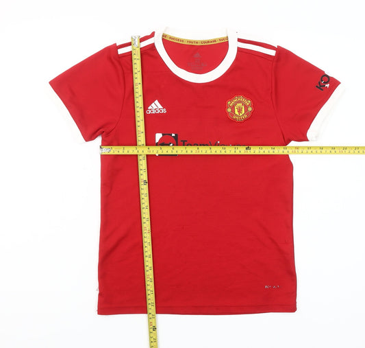 Adidas Boys Manchester United Red Football Jersey Ronaldo 7 T-Shirt Size 8 Years