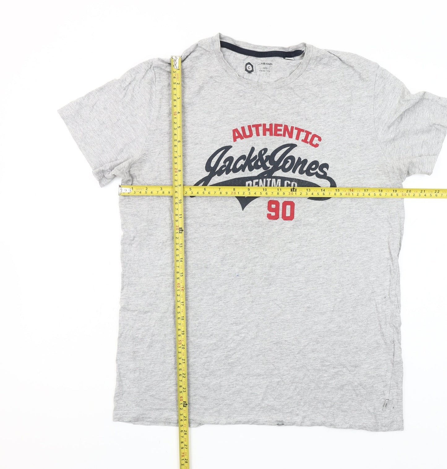 Jack & Jones Men’s Grey Graphic Crew Neck Short Sleeve T-Shirt Size L