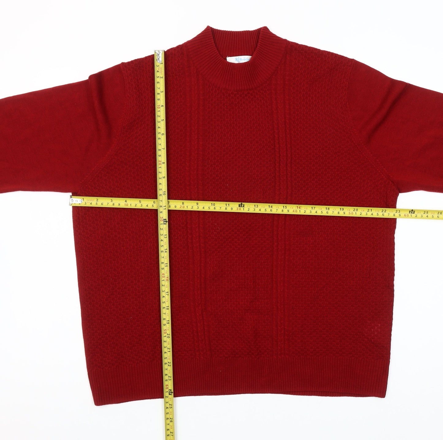 Paul Henry Women Red Acrylic Mock Neck Pullover Jumper Size 20