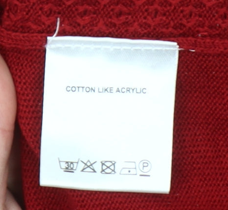 Paul Henry Women Red Acrylic Mock Neck Pullover Jumper Size 20