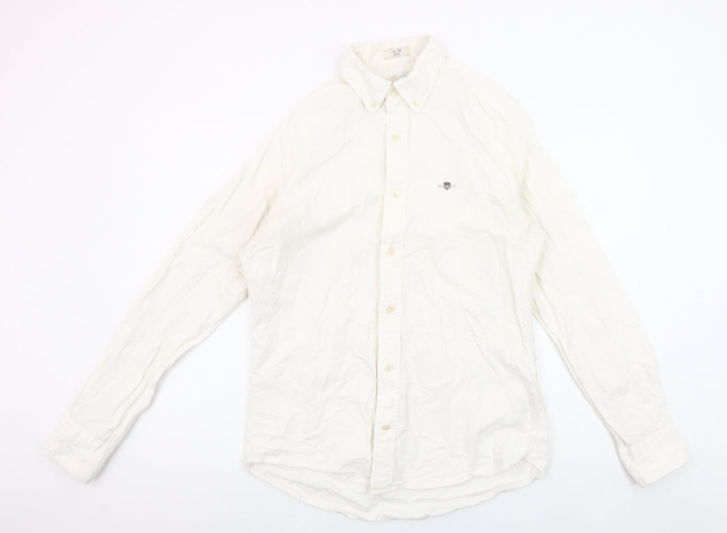 Gant Men's White Regular Fit Cotton Long Sleeve Button-Down Shirt M