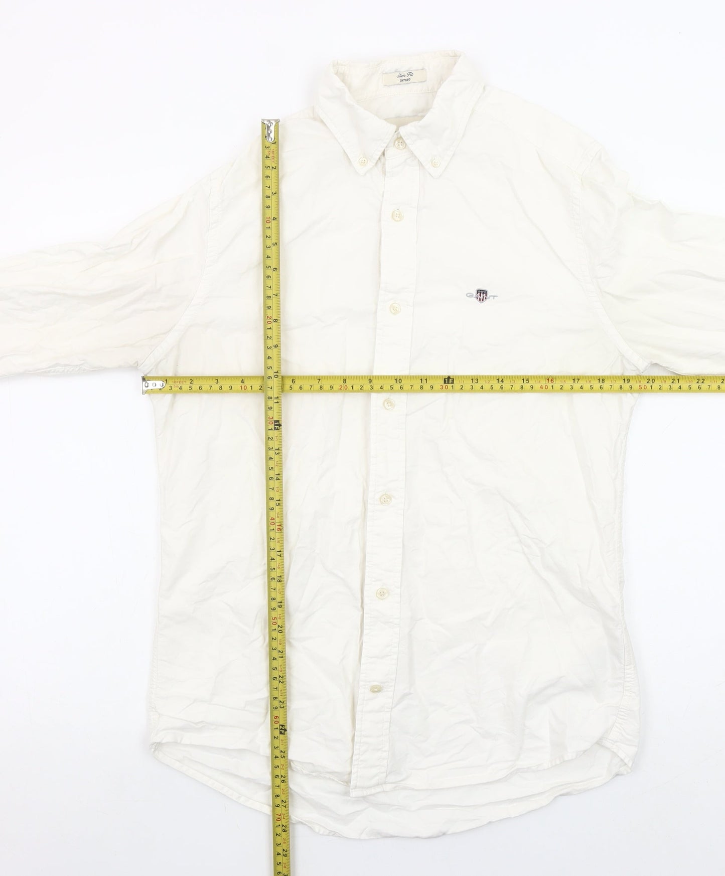 Gant Men's White Regular Fit Cotton Long Sleeve Button-Down Shirt M