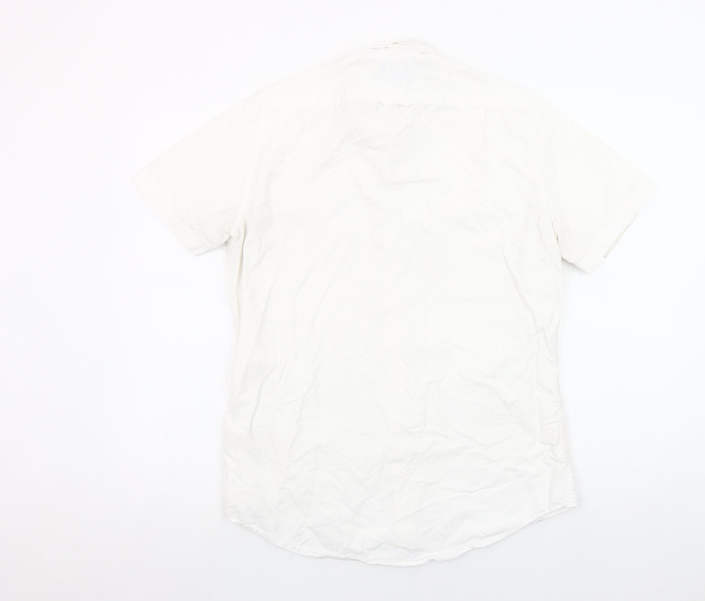 GANT Mens White Cotton Short Sleeve Button-Up Shirt M 39/40 Classic Fit