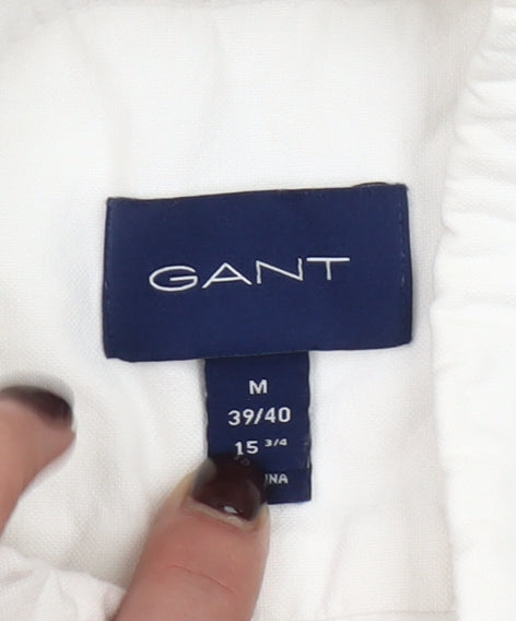 GANT Mens White Cotton Short Sleeve Button-Up Shirt M 39/40 Classic Fit