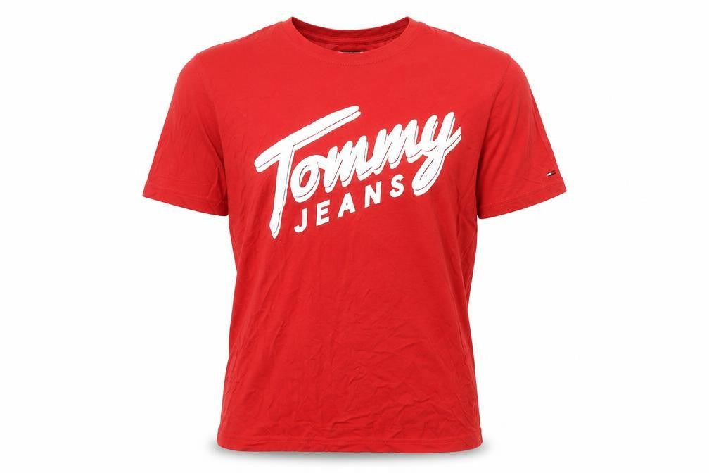 Mens UK Size L Tommy Jeans Red  Cotton T-Shirt