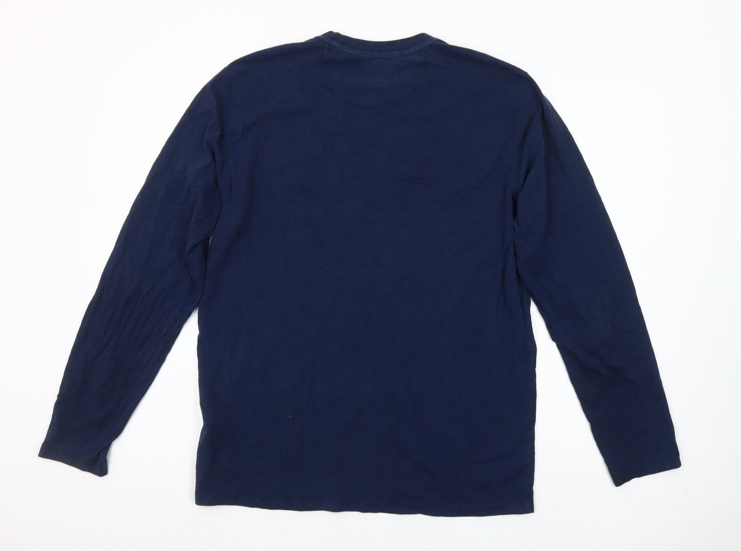 Diesel Men’s Blue Long Sleeve Logo Cotton T-Shirt Size L