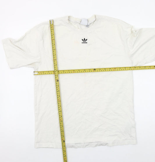 Adidas Womens White Size 8 Basic Short Sleeve Cotton T-Shirt