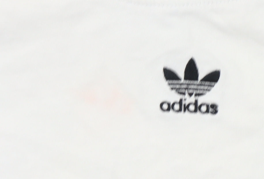 Adidas Womens White Size 8 Basic Short Sleeve Cotton T-Shirt