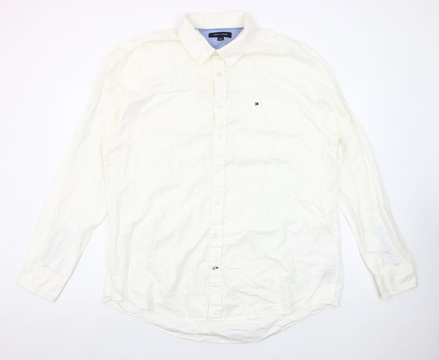 Tommy Hilfiger Men’s White XXL Long Sleeve Cotton Button-Up Shirt