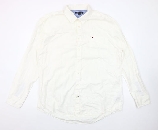 Tommy Hilfiger Men’s White XXL Long Sleeve Cotton Button-Up Shirt