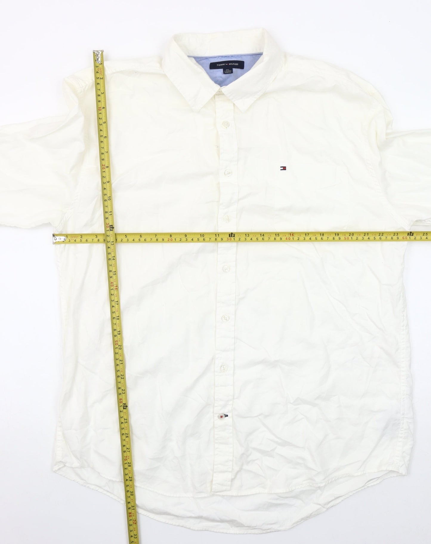 Tommy Hilfiger Men’s White XXL Long Sleeve Cotton Button-Up Shirt