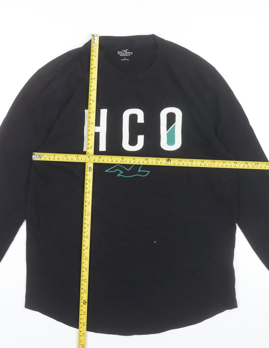 Hollister Men’s Black Long Sleeve Logo Crew Neck T-Shirt Size S