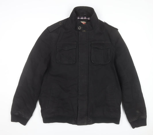 Jack & Jones Men's Black 2XL Military Jacket Cotton Casual