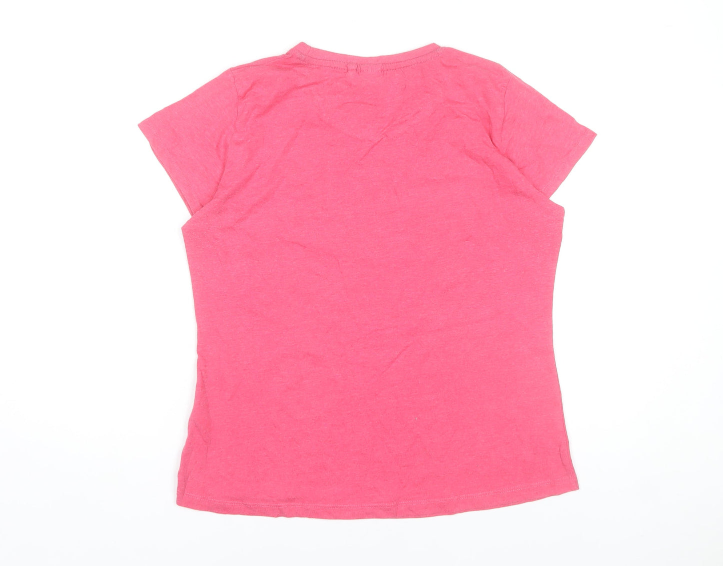 Lee Cooper Womens Pink Graphic T-Shirt UK 16 Cotton Blend Casual Top