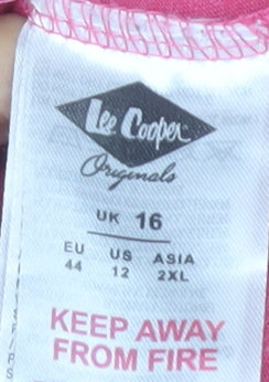 Lee Cooper Womens Pink Graphic T-Shirt UK 16 Cotton Blend Casual Top