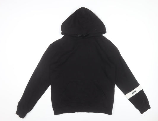 Manière De Voir Black Cotton Blend Pullover Hoodie Womens M