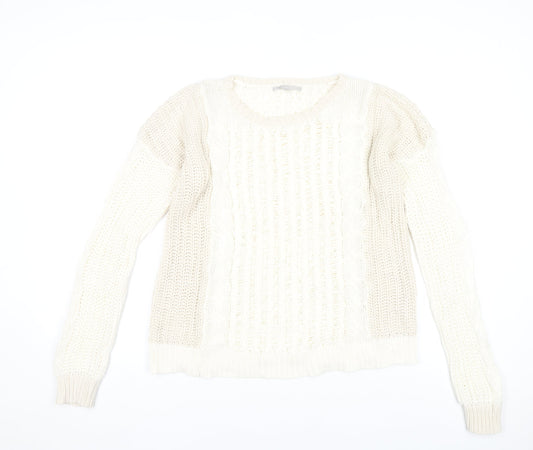 Gap Women’s Ivory Cable Knit Cotton Blend Jumper Size M