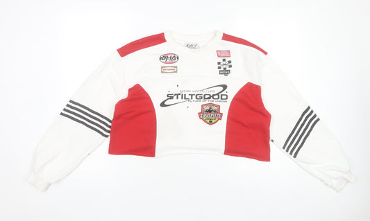 Rude Company Women's Red & White Cropped Pullover Sweatshirt One Size