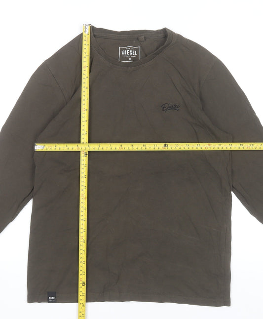 Diesel Men's Brown Long Sleeve Cotton Crew Neck T-Shirt Size M