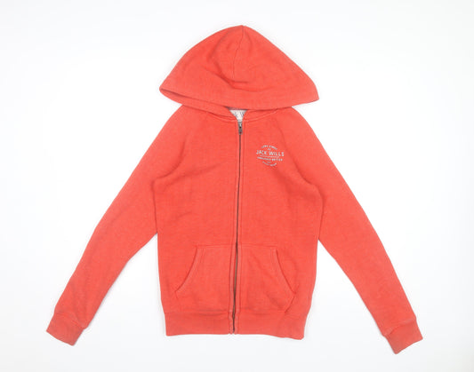 Jack Wills Women's Coral Full Zip Hoodie UK 6 Cotton Blend