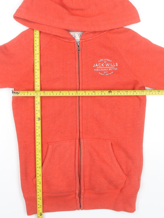 Jack Wills Women's Coral Full Zip Hoodie UK 6 Cotton Blend