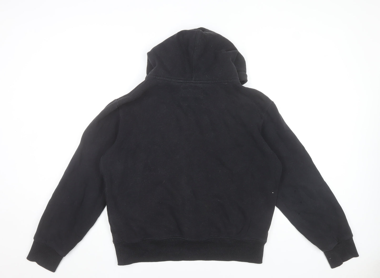 Superdry Men's Black Pullover Hoodie L Graphic Fleece Logo Jumper