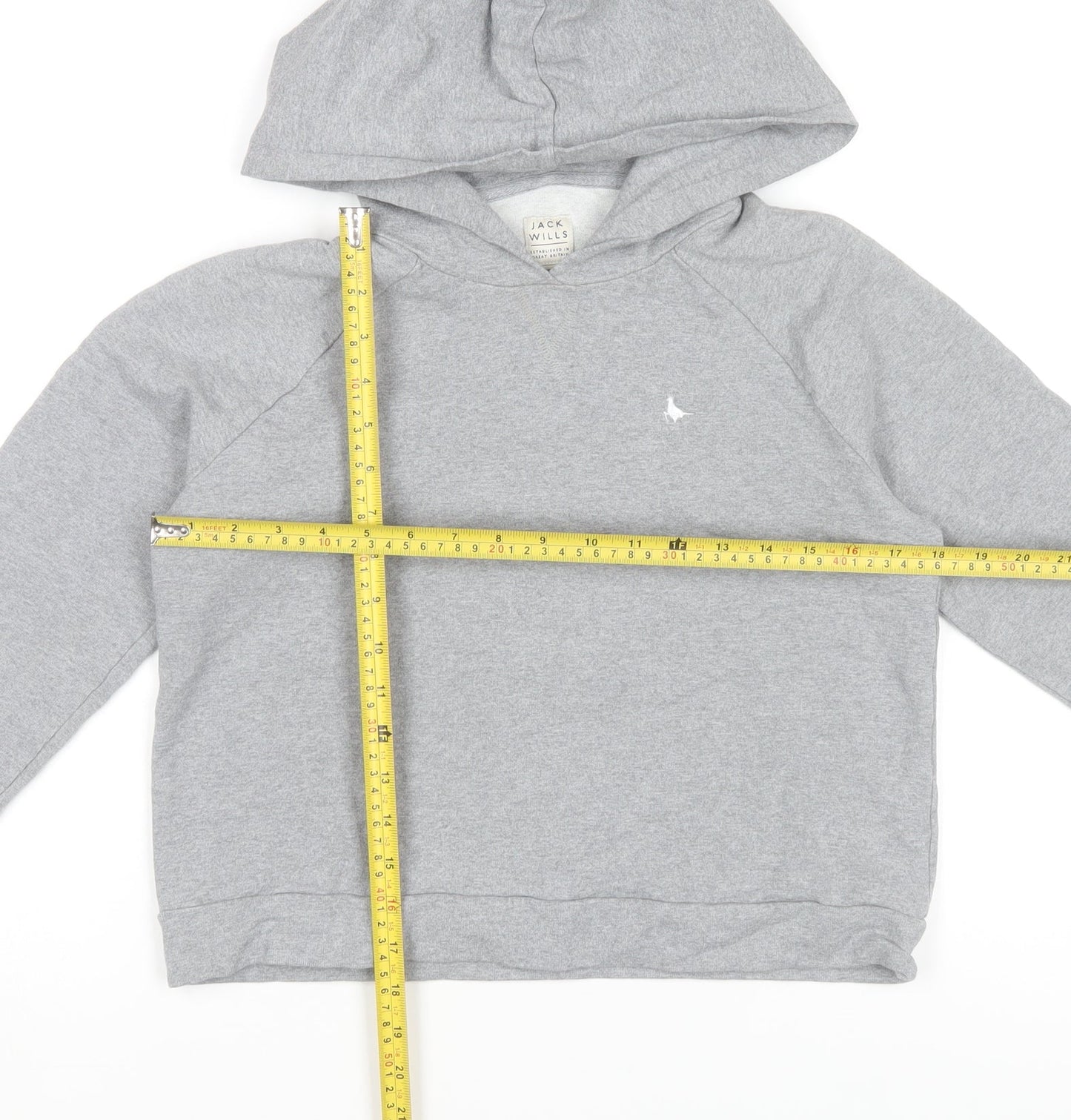 Jack Wills Womens Grey Hoodie UK 10 Cotton Modal Blend Pullover