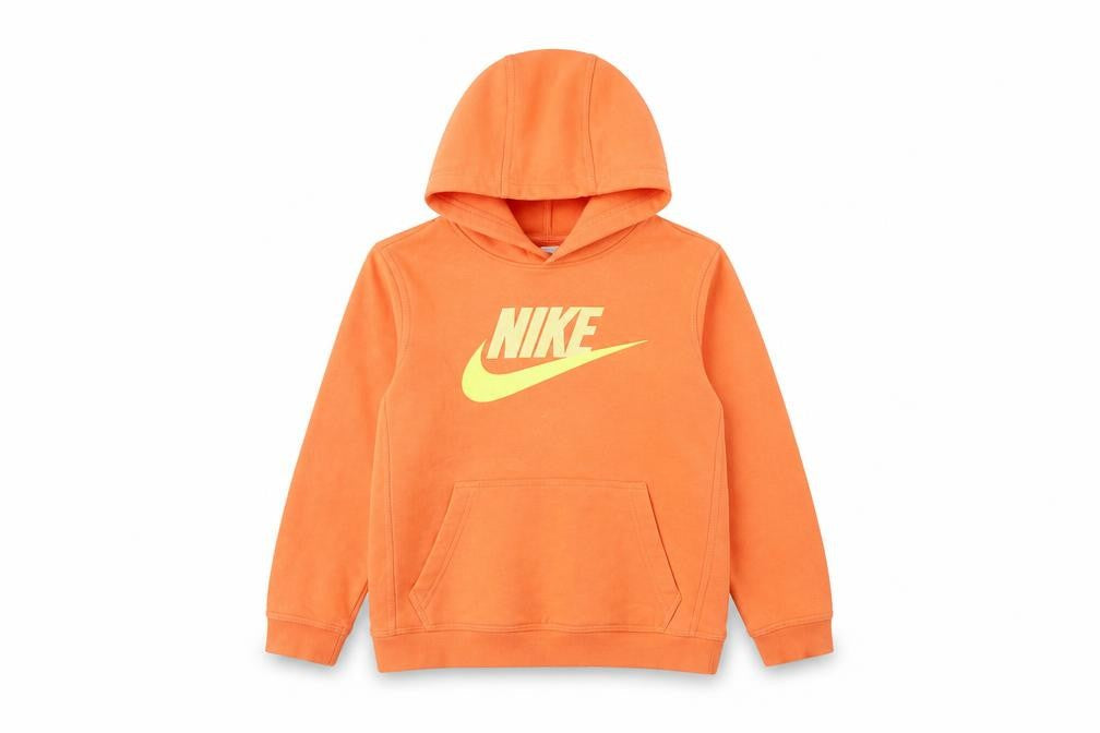 Nike Boys Orange Hoodie Large Standard Fit Cotton Blend Pullover
