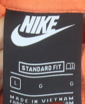 Nike Boys Orange Hoodie Large Standard Fit Cotton Blend Pullover