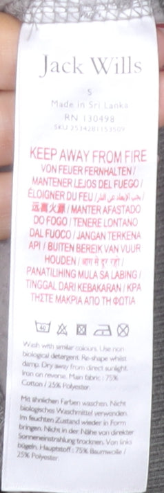 Jack Wills Men's Grey Full Zip Hoodie Size S Regular Fit