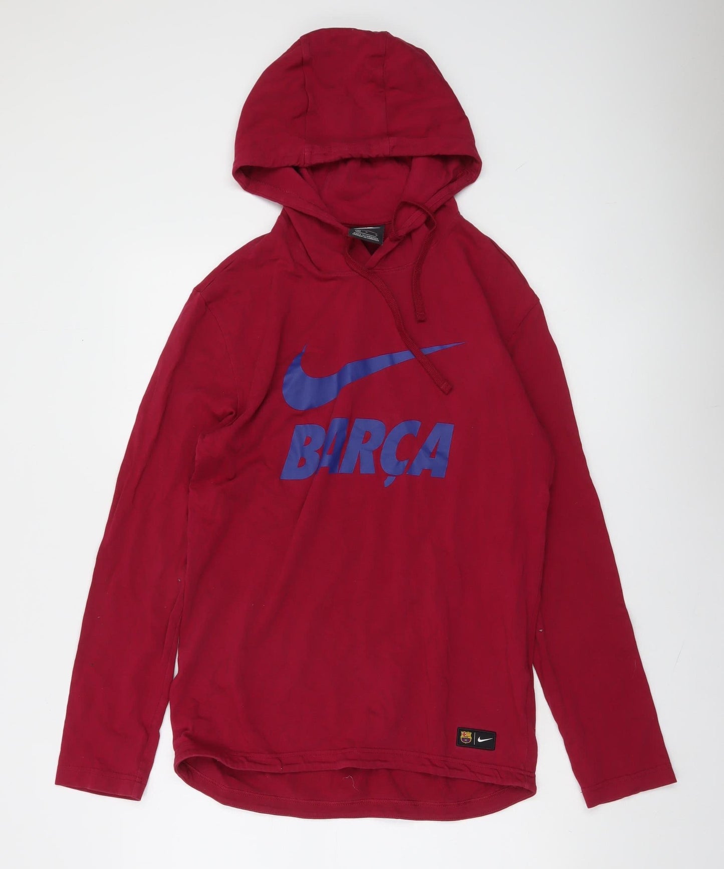 Nike Men's Red Barça Pullover Hoodie Size M Football Graphic