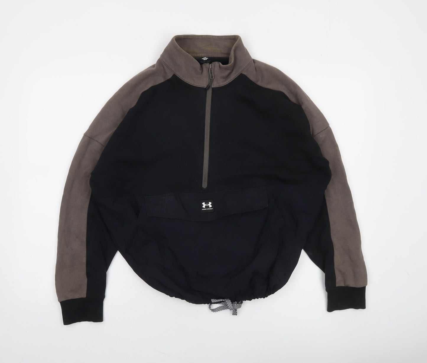 Under Armour Women's Black & Grey 1/2 Zip Loose Fit Sweatshirt M