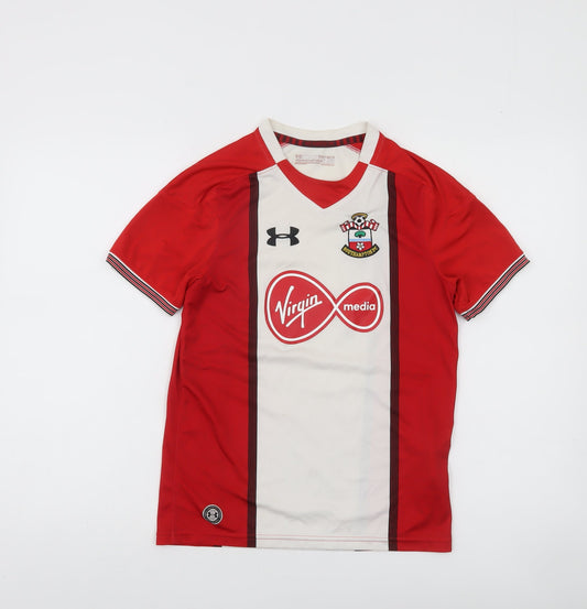 Under Armour Boys Red Football Jersey T-Shirt Size L - Southampton FC