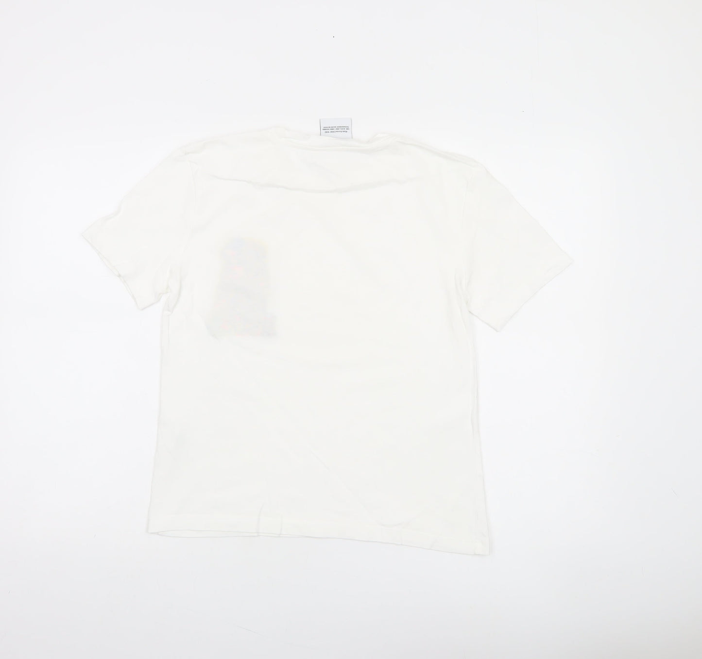 Zara Womens White Art Print T-Shirt Size S Short Sleeve Cotton