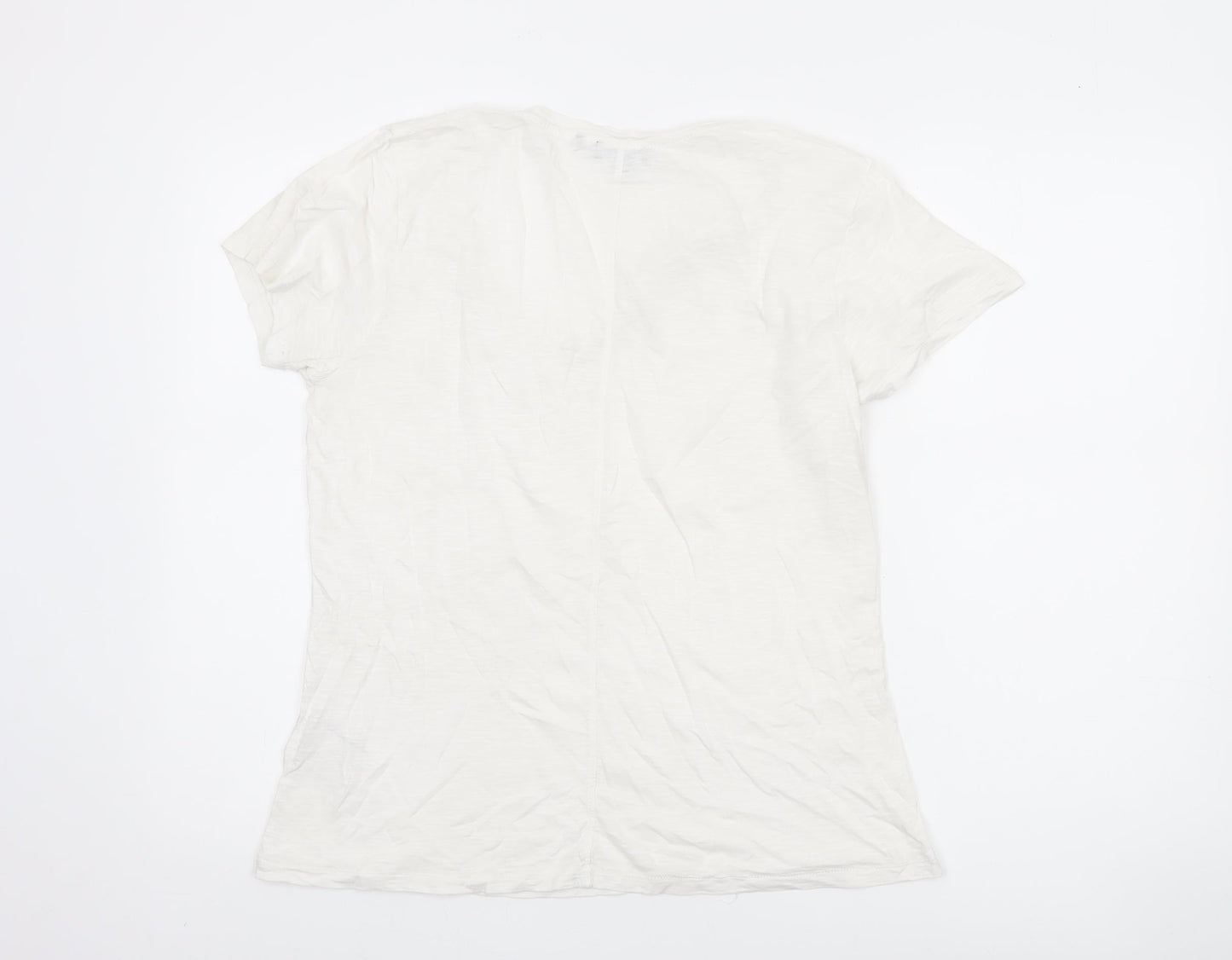 Superdry Womens White Cotton V-Neck Basic T-Shirt UK 10
