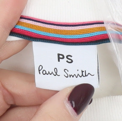 Paul Smith Women's White Organic Cotton Dog Print T-Shirt Size L