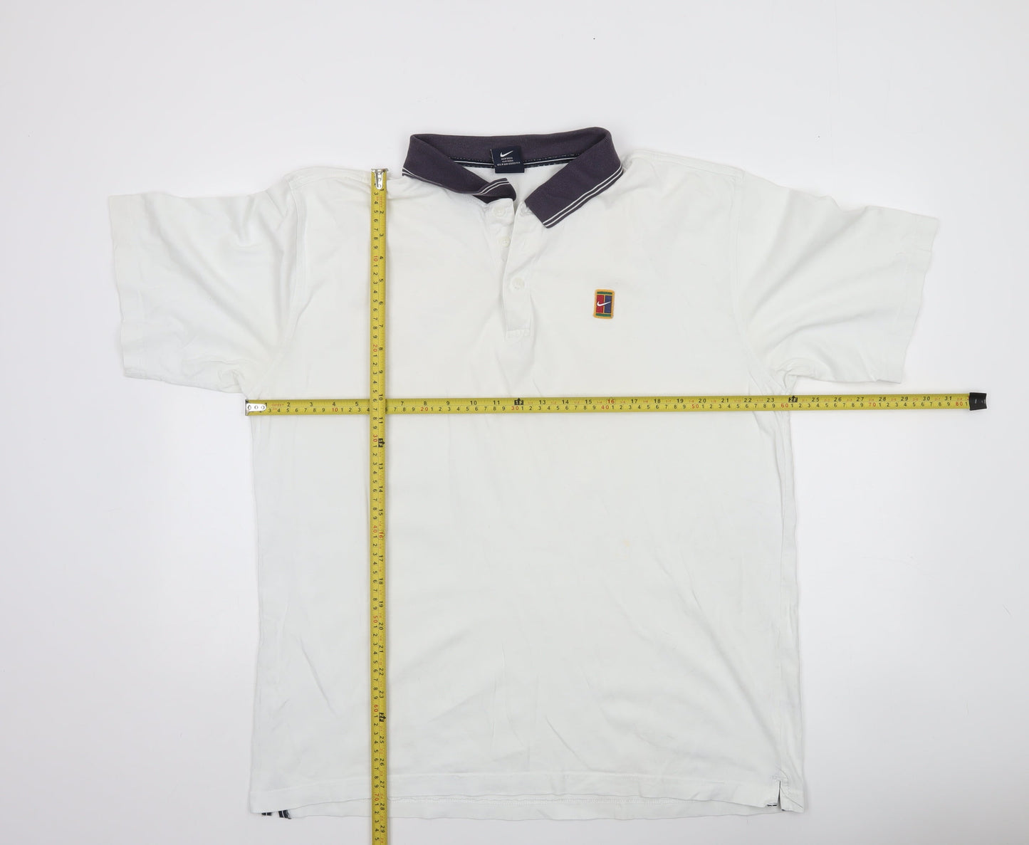 Nike Men's White 100% Cotton Vintage Polo Shirt Size L